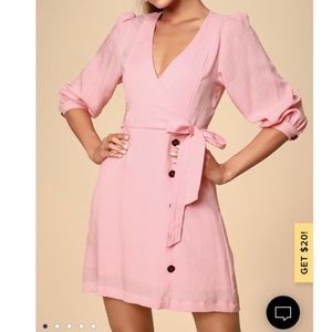 Salmon Balloon Sleeve Dress